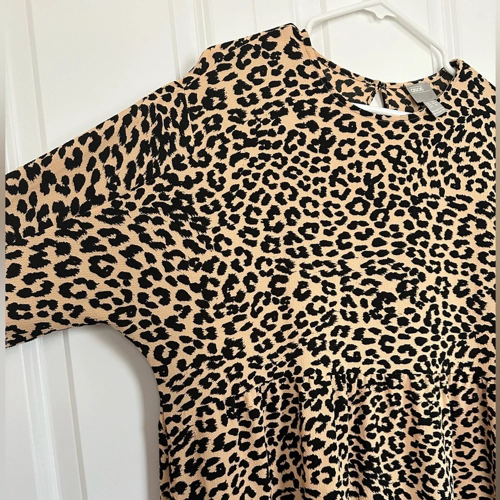 ASOS DESIGN long sleeve smock mini dress in leopard print - Picture 5 of 6